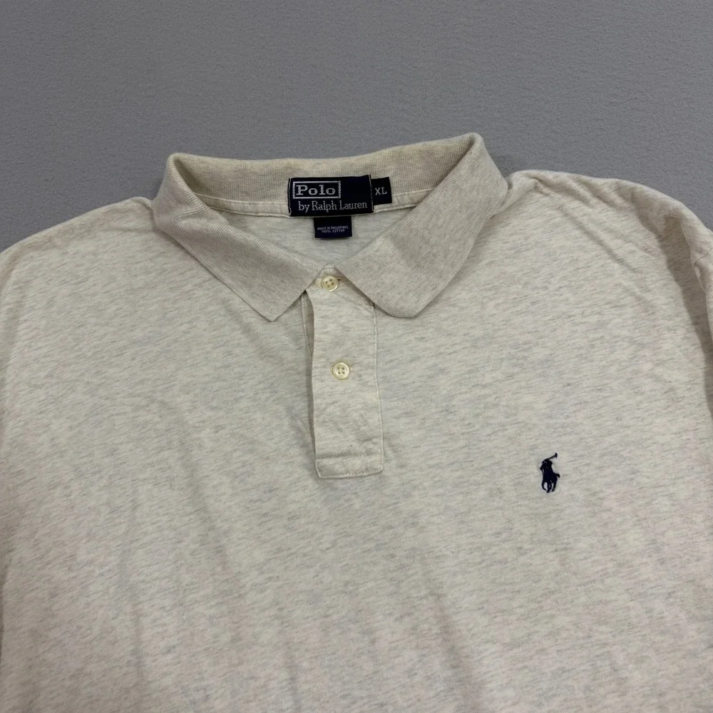Polo Ralph Lauren Polo XL Beige Heathered Long Sleeve Embroidered Pony Vintage